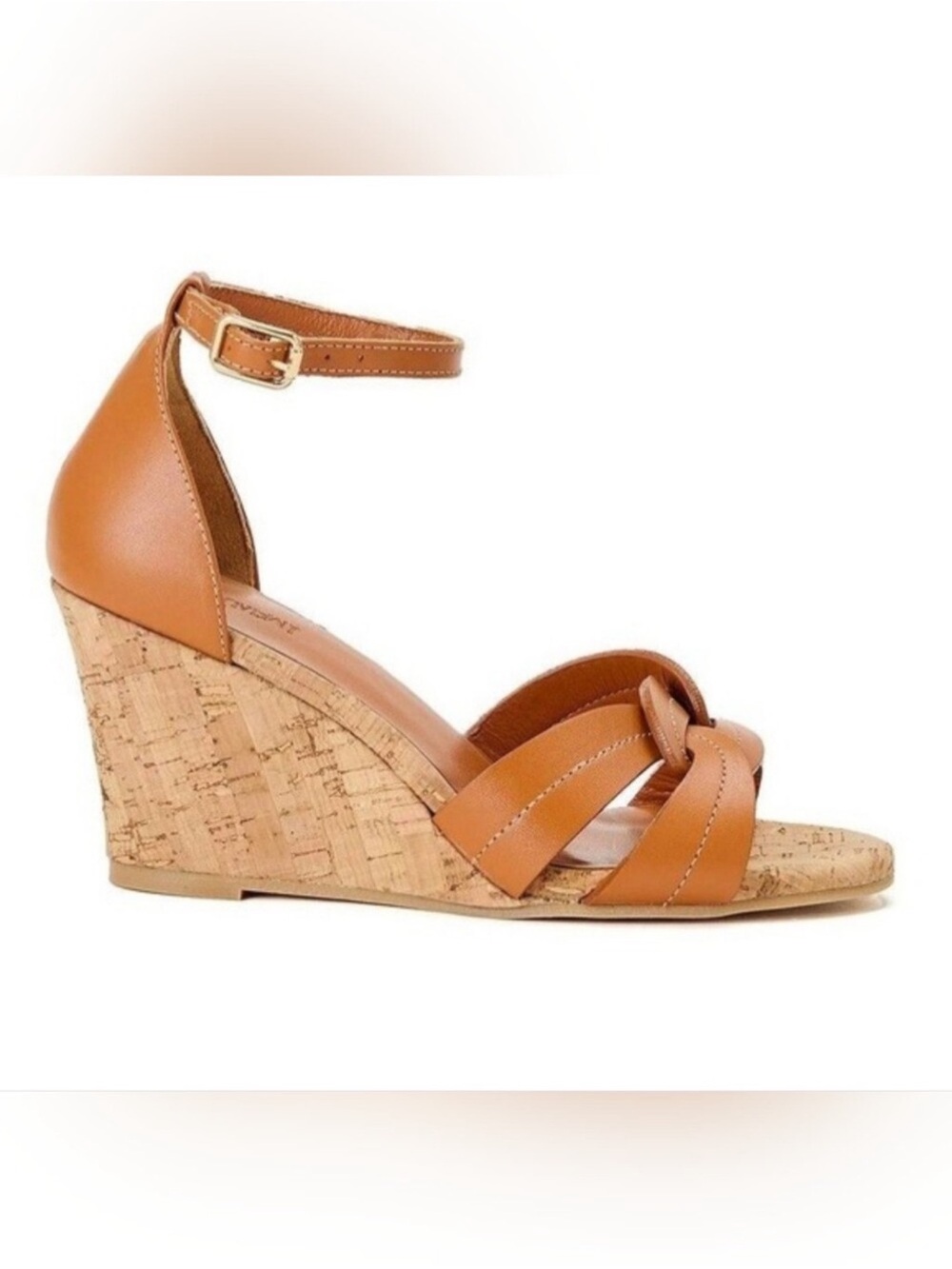 NEW $248 J. McLaughlin Madrid Leather Wedge Sandals Brown SZ-9